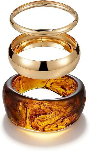 FAXHION Chunky Resin Acrylic Bangle Bracelets for Women, Colorful Wide Geometric Bangles Set, Statement Stackable Bracelet Jewelry Gift in Saudi Arabia