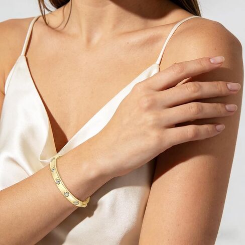 Moissanite Bracelets for Women Four Leaf Clover Bracelet 14K Gold Plating with D Color VVS1 Stones Lucky Charm Jewelry Durable Stackable Gift for Her in Saudi Arabia