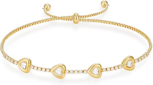 KELORIS PATH Tennis Bracelet for Women, 14K Gold Plated Classic Adjustable Slider Cubic Zirconia Bracelets, Dainty Jewelry Gift in Saudi Arabia