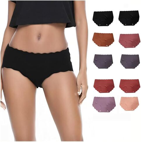 10 Pack Womens Underwear Ice Silk Seamless Briefs for Women Invisible Quick-Dry Breathable Soft No Show Panties M/L/XL in Saudi Arabia