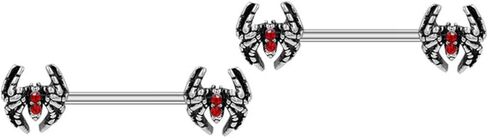 Kokoma 14G Gothic Spider Nipple Rings for Women, Red Crystal CZ Insect Nipplerings Barbell Ring Nipple Piercing Shield Body Piercing Jewelry in Saudi Arabia