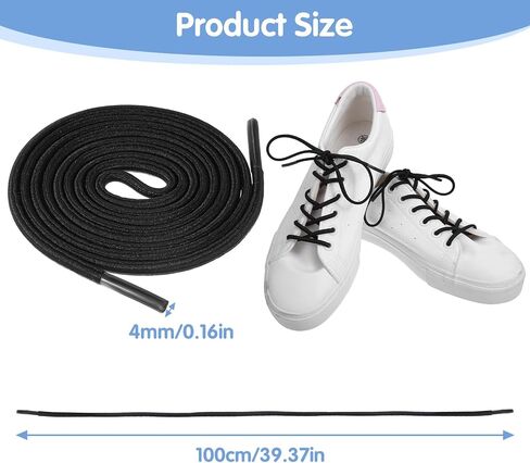 2 Pairs Elastic No Tie Shoe Laces for Adults Kids, Black Shoelaces for Sneakers No Tie Shoes Laces Stretch Lace Oval Tieless Shoestrings for Sneaker Running Shoes, 0.16‘’ Wide 40’‘ Long in Saudi Arabia