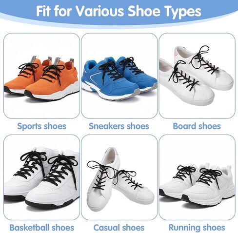 2 Pairs Elastic No Tie Shoe Laces for Adults Kids, Black Shoelaces for Sneakers No Tie Shoes Laces Stretch Lace Oval Tieless Shoestrings for Sneaker Running Shoes, 0.16‘’ Wide 40’‘ Long in Saudi Arabia