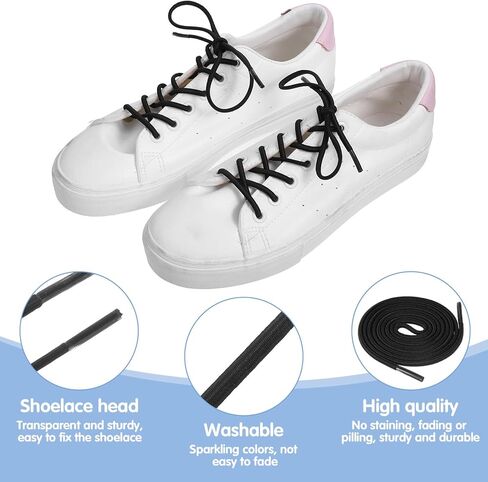 2 Pairs Elastic No Tie Shoe Laces for Adults Kids, Black Shoelaces for Sneakers No Tie Shoes Laces Stretch Lace Oval Tieless Shoestrings for Sneaker Running Shoes, 0.16‘’ Wide 40’‘ Long in Saudi Arabia