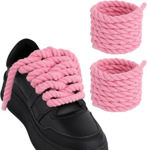 Thick Rope Shoe Laces, Cotton Rope Laces, Round Twisted Replacement Shoelaces for Work Boots & Hiking Shoes in Saudi Arabia