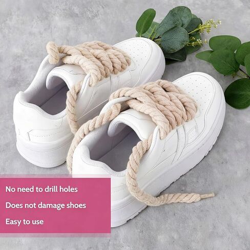 Thick Rope Shoe Laces, Cotton Rope Laces, Round Twisted Replacement Shoelaces for Work Boots & Hiking Shoes in Saudi Arabia