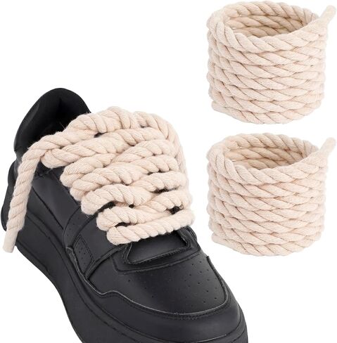 Thick Rope Shoe Laces, Cotton Rope Laces, Round Twisted Replacement Shoelaces for Work Boots & Hiking Shoes in Saudi Arabia