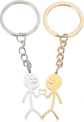 Ouligay 2 قطعة سلسلة مفاتيح مضحكة للنساء، سلاسل مفاتيح مطابقة للحب Stickman للأزواج، سلسلة مفاتيح للأزواج، سلسلة مفاتيح لأفضل صديق in Kuwait