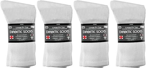 Personal Touch Unisex Cotton Diabetic Loose Fit Non-Binding Neuropathy Crew Socks 12 Pairs in Saudi Arabia