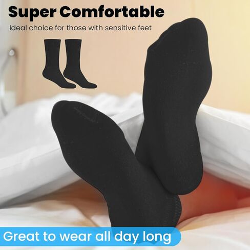 Personal Touch Unisex Cotton Diabetic Loose Fit Non-Binding Neuropathy Crew Socks 12 Pairs in Saudi Arabia