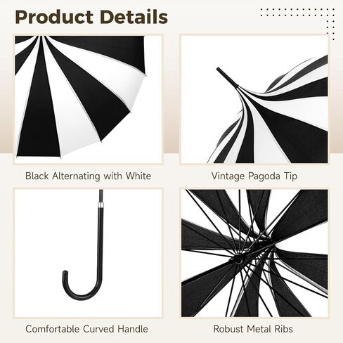 مظلة على طراز باغودا مع جمالية قوطية، مظلة شمسية عتيقة للشمس والمطر الخفيف، مظلات أنيقة مستوحاة من العصر الفيكتوري لالتقاط صور الزفاف، والأحداث التنكرية، إطار فولاذي in Kuwait