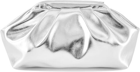 Huralona أنيق مطوي جلد نباتي مخلب حقيبة Ruched محفظة معدنية بولي Clutch كلاتش سحابة زلابية حقيبة للنساء in Kuwait