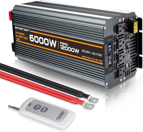 5000 watt Power Inverter DC 12V to AC 110V/120V Converter,10000w Peak.Comes with LCD Display,Wireless Controller, 4AC outlets,1USB.RV Inverter,Suitable for Camping,and Off-Grid Solar Inverter Systems in Kuwait