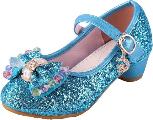 Girls Princess Flower Shoes Mary Jane Glitter Sequin Party Wedding Low Heel in Saudi Arabia