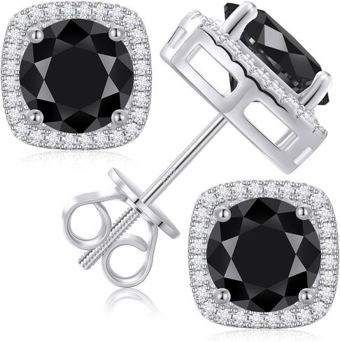 Moissanite Halo Square Stud Earrings Screw Back 925 Sterling Silver Lab Brilliant D Color VVS1 Clarity Hypoallergenic Earrings for Women Men in Saudi Arabia