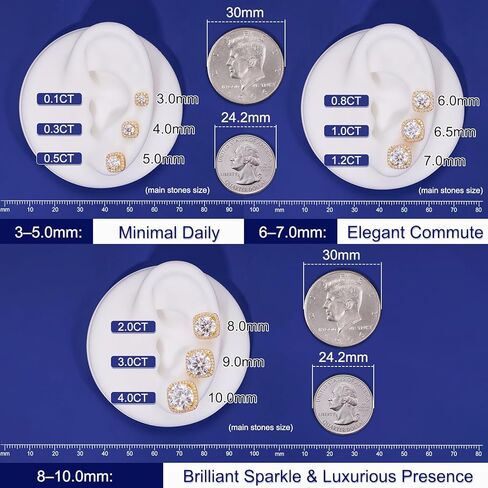 Moissanite Halo Square Stud Earrings Screw Back 925 Sterling Silver Lab Brilliant D Color VVS1 Clarity Hypoallergenic Earrings for Women Men in Saudi Arabia