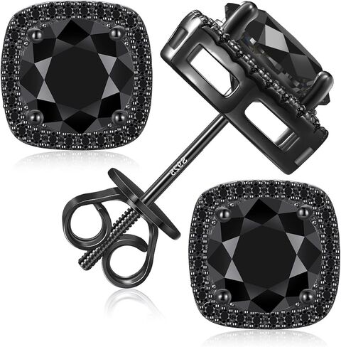Moissanite Halo Square Stud Earrings Screw Back 925 Sterling Silver Lab Brilliant D Color VVS1 Clarity Hypoallergenic Earrings for Women Men in Saudi Arabia