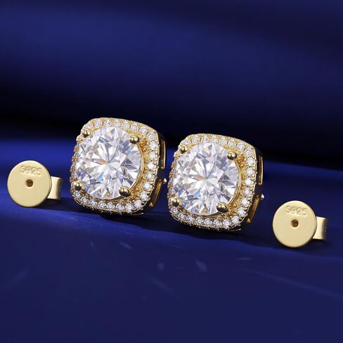 Moissanite Halo Square Stud Earrings Screw Back 925 Sterling Silver Lab Brilliant D Color VVS1 Clarity Hypoallergenic Earrings for Women Men in Saudi Arabia