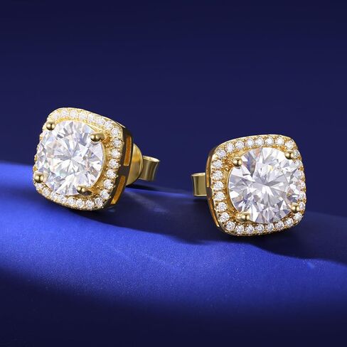 Moissanite Halo Square Stud Earrings Screw Back 925 Sterling Silver Lab Brilliant D Color VVS1 Clarity Hypoallergenic Earrings for Women Men in Saudi Arabia