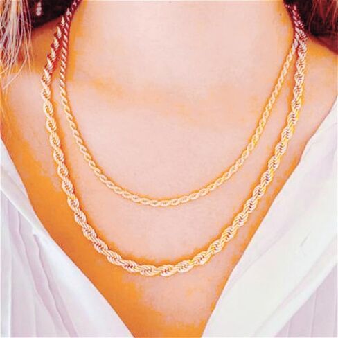 14K Solid Yellow Gold Rope Chain Necklace, 1.5mm，2.0mm，3.0mm,4.0mm with Diamond-Cut Accents, Unisex Gift (Available in 16-36 Inch Lengths) (4.0mm, 18inch) in Saudi Arabia