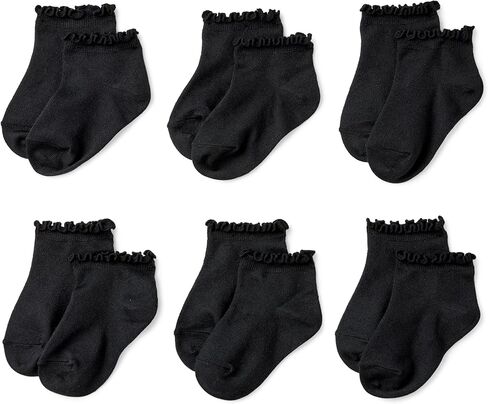 Amazon Essentials Girls' Lettuce Edge Ankle Socks, 6 Pairs in Saudi Arabia