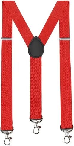 Durable Work Suspenders – 4 Anti-Slip Clips Elastic X-Back - RED in Saudi Arabia