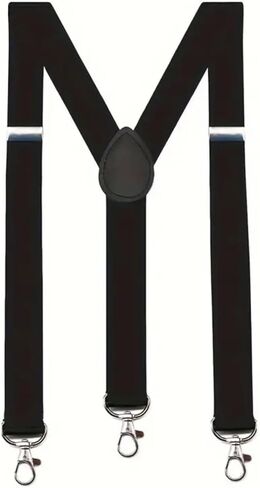 Durable Work Suspenders – 4 Anti-Slip Clips Elastic X-Back - RED in Saudi Arabia