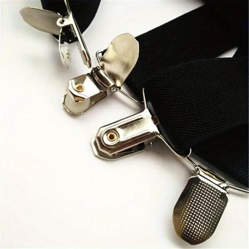 Durable Work Suspenders – 4 Anti-Slip Clips Elastic X-Back - RED in Saudi Arabia