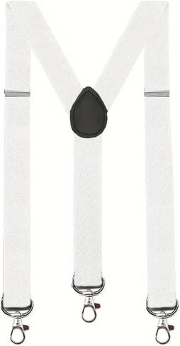Durable Work Suspenders – 4 Anti-Slip Clips Elastic X-Back - RED in Saudi Arabia
