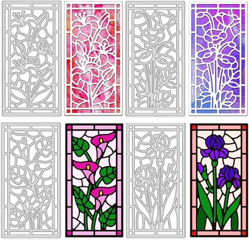 GLOBLELAND Lavender Background Frame Cutting Dies for Card Making 5.2x4inch 3D Flower Background Frame Metal Die Cuts DIY Scrapbooking Embossing Paper Album Craft Decor in Saudi Arabia