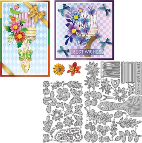 GLOBLELAND Lavender Background Frame Cutting Dies for Card Making 5.2x4inch 3D Flower Background Frame Metal Die Cuts DIY Scrapbooking Embossing Paper Album Craft Decor in Saudi Arabia