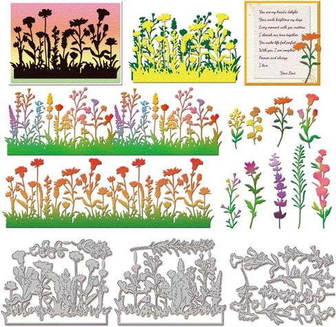 GLOBLELAND Lavender Background Frame Cutting Dies for Card Making 5.2x4inch 3D Flower Background Frame Metal Die Cuts DIY Scrapbooking Embossing Paper Album Craft Decor in Saudi Arabia