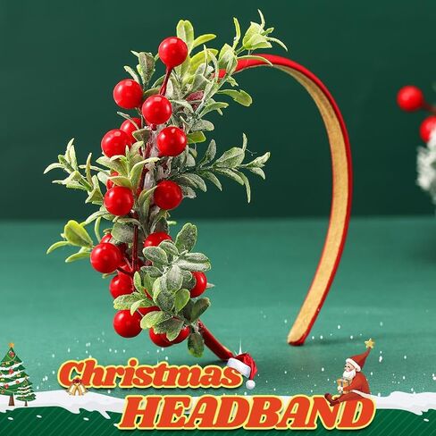 GORTIN عيد الميلاد Headbands عيد الميلاد زهرة عقال التوت الأحمر الشعر هوب إكليل عطلة زي حفلة إكسسوار الشعر للنساء in Saudi Arabia