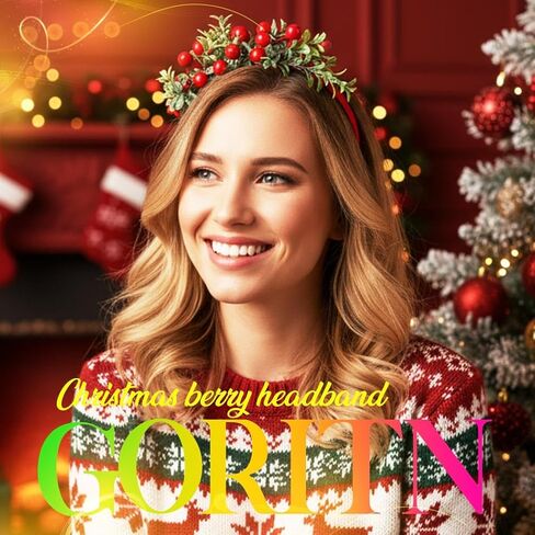 GORTIN عيد الميلاد Headbands عيد الميلاد زهرة عقال التوت الأحمر الشعر هوب إكليل عطلة زي حفلة إكسسوار الشعر للنساء in Saudi Arabia