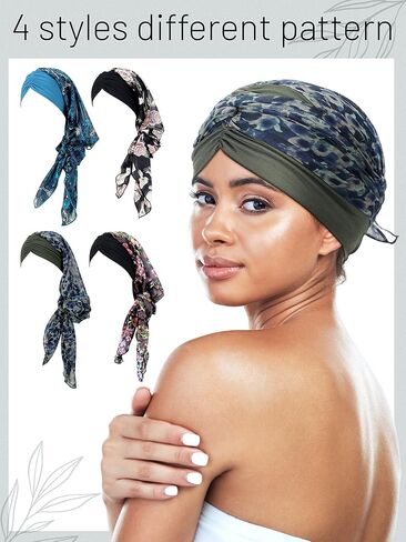4 Pcs Chemo Headwear for Women, Cancer Chemo Head Wraps Turbans for Women Patients Breast Cancer Month Gifts in Saudi Arabia