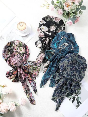 4 Pcs Chemo Headwear for Women, Cancer Chemo Head Wraps Turbans for Women Patients Breast Cancer Month Gifts in Saudi Arabia