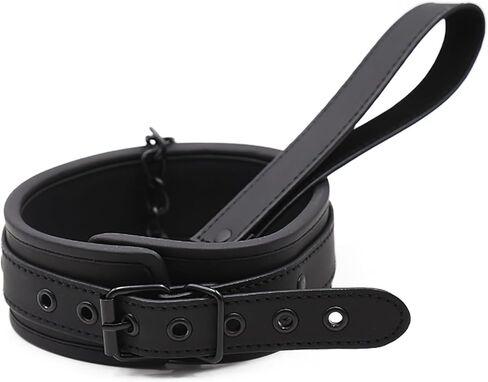 Leather Collars Harness with Chain Leash Gothic Necklace BDSM Slave Bondage Collar Adjustable Fetish Adult Sex Toys in Saudi Arabia