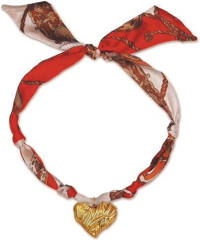Dr's gift Leopard Scarf Necklace with Charm for Women,Brown Vintage Bandana Necklace,Chunky 14K Gold Plated Heart Pendant,Leopard Print Statement Necklace in Kuwait