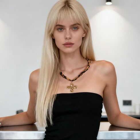 Dr's gift Leopard Scarf Necklace with Charm for Women,Brown Vintage Bandana Necklace,Chunky 14K Gold Plated Heart Pendant,Leopard Print Statement Necklace in Kuwait