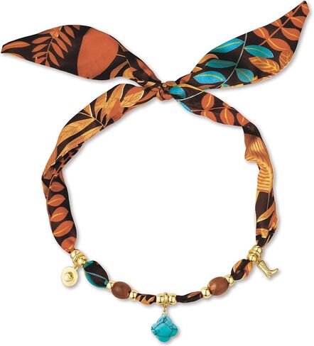 Dr's gift Leopard Scarf Necklace with Charm for Women,Brown Vintage Bandana Necklace,Chunky 14K Gold Plated Heart Pendant,Leopard Print Statement Necklace in Kuwait