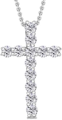 Cross Necklace for Women 925 Sterling Silver Cubic Zirconia Cross Crucifix Pendant Necklace Simple Dainty Necklace Anniversary Birthday Christmas Gifts for Women 18 Inch in Saudi Arabia