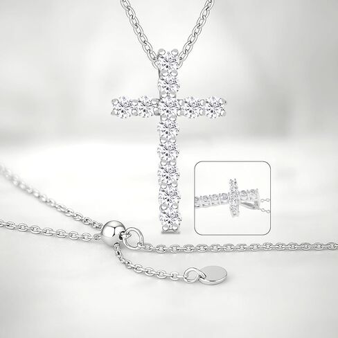 Cross Necklace for Women 925 Sterling Silver Cubic Zirconia Cross Crucifix Pendant Necklace Simple Dainty Necklace Anniversary Birthday Christmas Gifts for Women 18 Inch in Saudi Arabia