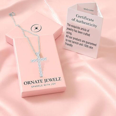 Cross Necklace for Women 925 Sterling Silver Cubic Zirconia Cross Crucifix Pendant Necklace Simple Dainty Necklace Anniversary Birthday Christmas Gifts for Women 18 Inch in Saudi Arabia