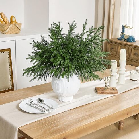 16 قطعة من فروع صنوبر نورفولك الاصطناعية ذات اللمس الحقيقي من WeGuard، 45.72 سم سيقان صنوبر نورفولك صناعي من اختيارات الخضرة المزيفة لعيد الميلاد من أجل مزهرية إكليل إكليل DIY لتزيين عيد الميلاد في الأماكن المغلقة والخارجية in Kuwait