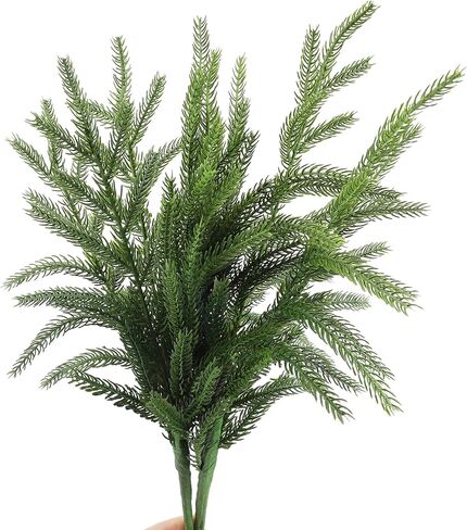 16 قطعة من فروع صنوبر نورفولك الاصطناعية ذات اللمس الحقيقي من WeGuard، 45.72 سم سيقان صنوبر نورفولك صناعي من اختيارات الخضرة المزيفة لعيد الميلاد من أجل مزهرية إكليل إكليل DIY لتزيين عيد الميلاد في الأماكن المغلقة والخارجية in Kuwait