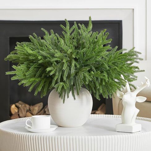 16 قطعة من فروع صنوبر نورفولك الاصطناعية ذات اللمس الحقيقي من WeGuard، 45.72 سم سيقان صنوبر نورفولك صناعي من اختيارات الخضرة المزيفة لعيد الميلاد من أجل مزهرية إكليل إكليل DIY لتزيين عيد الميلاد في الأماكن المغلقة والخارجية in Kuwait