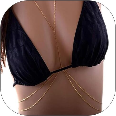 Gold Body Chains for Women Sexy Layered Crossover Bikini Bra Body Chains Fashion Summer Beach Body Jewelry or Women in Saudi Arabia