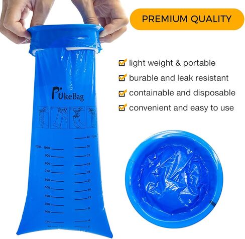 Vomit Barf Bags Disposable, 40 Pack Emesis Throw up Bag for Car Sickness- Leak Resistant & Medical Grade Nausea Puke Bags for Kids& Adult Travel Motion Sickness in Kuwait