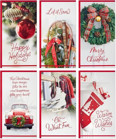 Hallmark Boxed Christmas Card Assortment, 'Tis the Season (72 Cards and 72 Envelopes) Bottle Brush Trees, Cocoa, Rustic Wreath, Mittens in Saudi Arabia