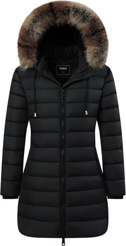 Women's Winter Coat Warm Windproof Jacket | Waterproof Quilted Parka with Detachable Faux Fur-Lined Hood for Cold Weather in Saudi Arabia
